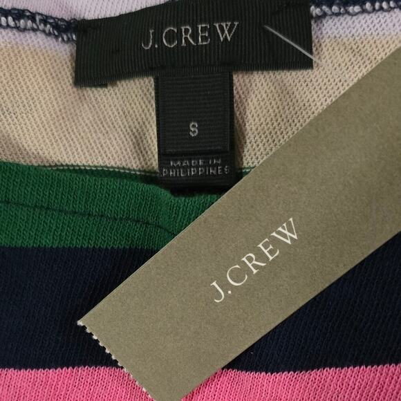 J. CREW Pink Green Cream Colorful Striped Boatneck Top Size Small New - Picture 5 of 6